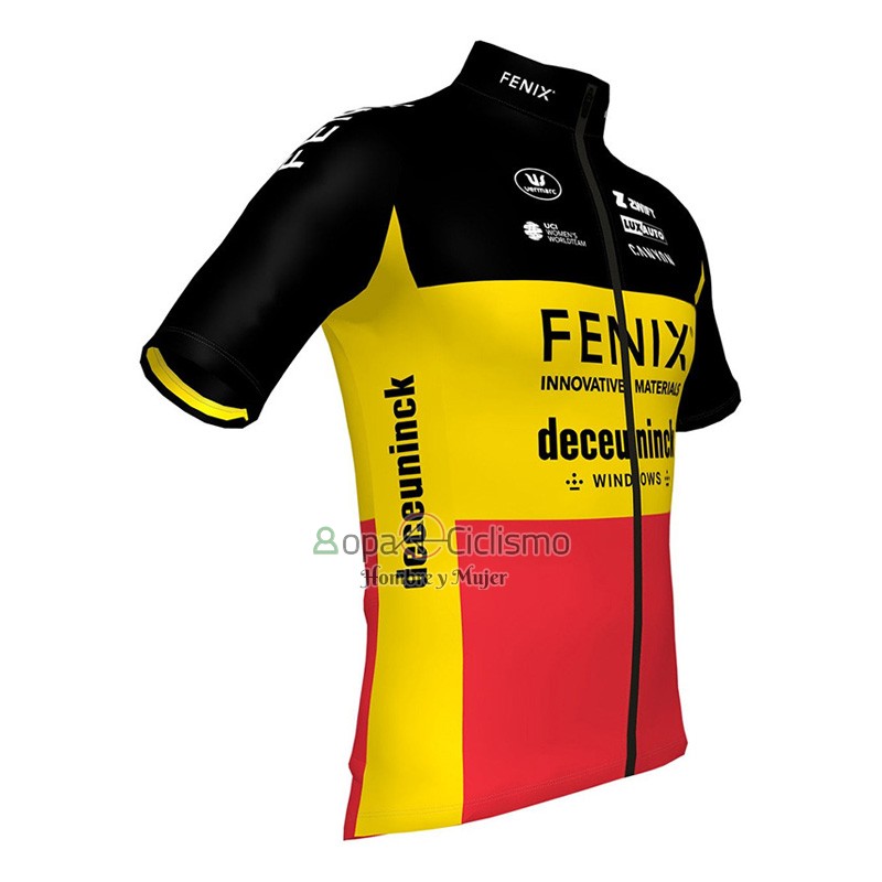 Deceuninck Quick Step Ropa Ciclismo Culotte Corto 2023 Mangas Cortas AMarillo Rojo